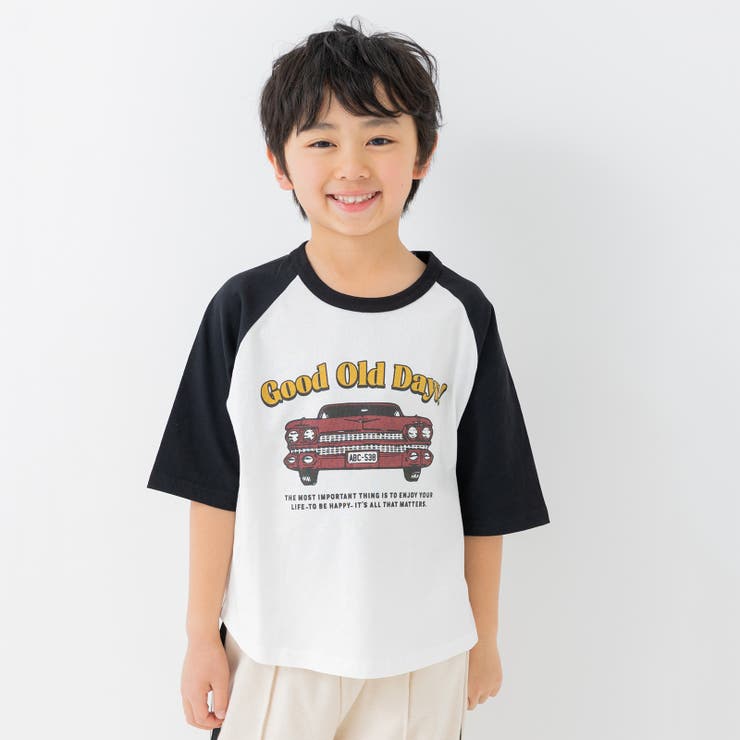 Fヴィンテージカー/ブラック | プリント ラグラン 半袖Tシャツ | chil2