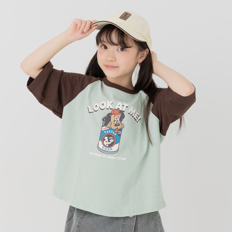 Hアメカジいぬ/ブラウン | プリント ラグラン 半袖Tシャツ | chil2