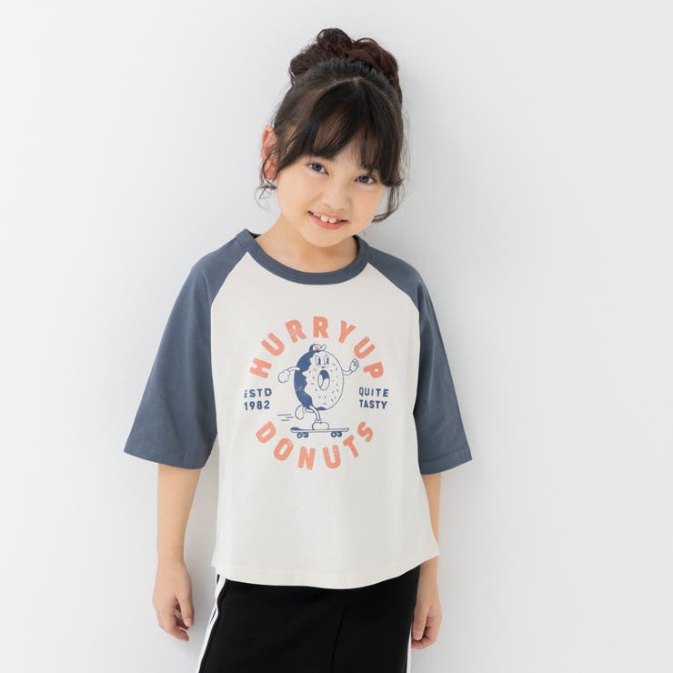 Mドーナツ/チャコール | プリント ラグラン 半袖Tシャツ | chil2