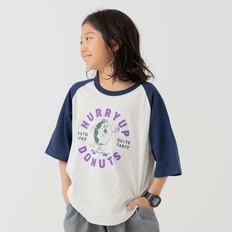 Nドーナツ/ネイビー | プリント ラグラン 半袖Tシャツ | chil2