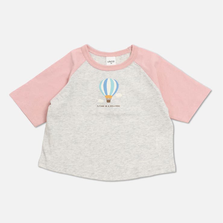 Q気球/Sピンク | プリント ラグラン 半袖Tシャツ | chil2