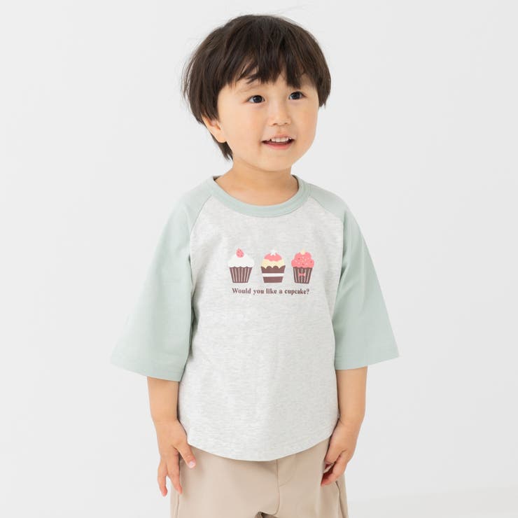 Sカップケーキ/ミント | プリント ラグラン 半袖Tシャツ | chil2