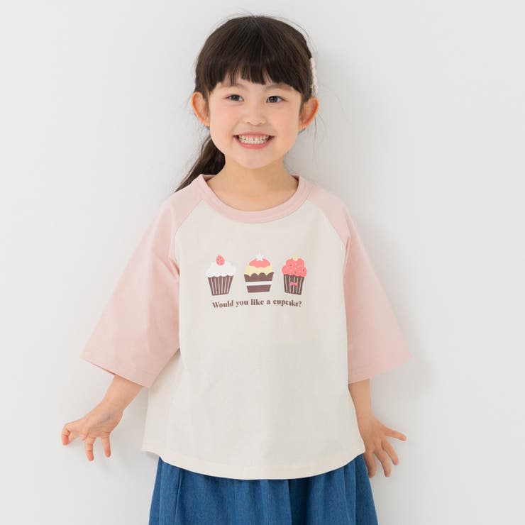 Tカップケーキ/Sピンク | プリント ラグラン 半袖Tシャツ | chil2
