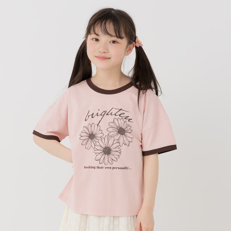 Bフラワー/Sピンク | プリント リンガー 半袖Tシャツ | chil2