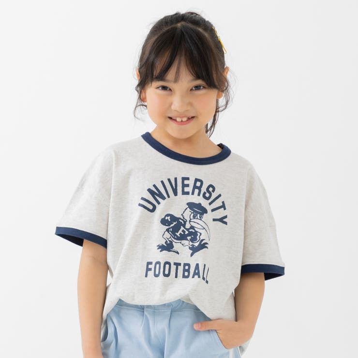 Dフットボール/オートミール | プリント リンガー 半袖Tシャツ | chil2