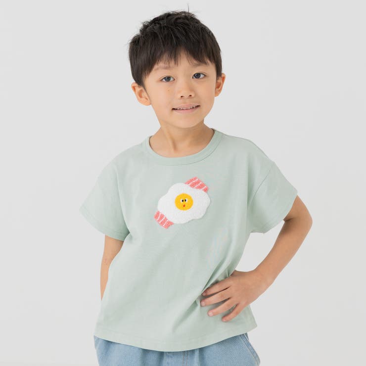 Cベーコンエッグ/ミント | サガラ刺繍 半袖 Tシャツ | chil2