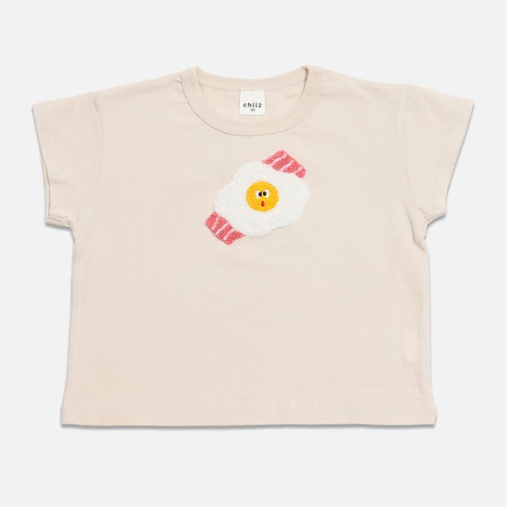 Dベーコンエッグ/クリーム | サガラ刺繍 半袖 Tシャツ | chil2
