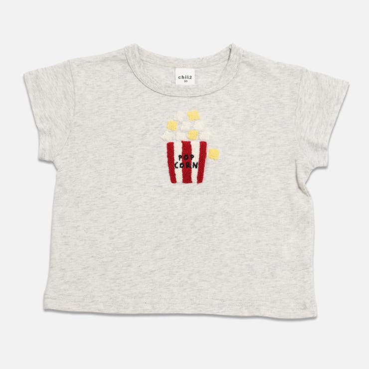 Eポップコーン/オートミール | サガラ刺繍 半袖 Tシャツ | chil2