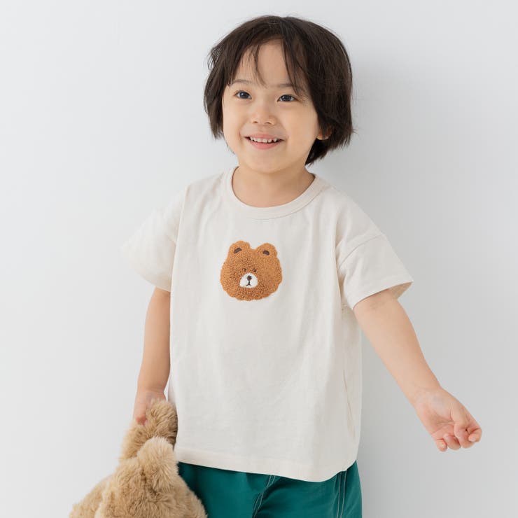 Iくま/クリーム | サガラ刺繍 半袖 Tシャツ | chil2