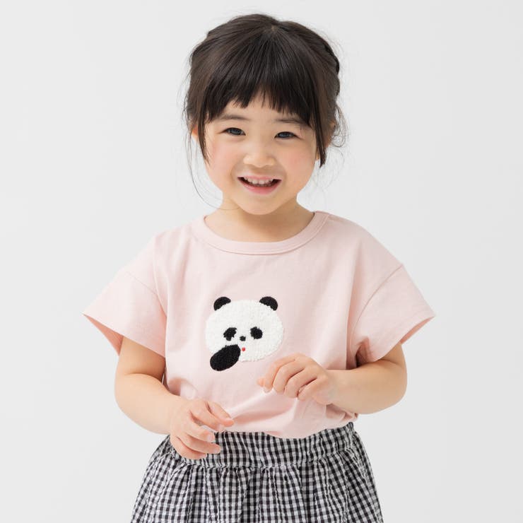 Kパンダ/Sピンク | サガラ刺繍 半袖 Tシャツ | chil2