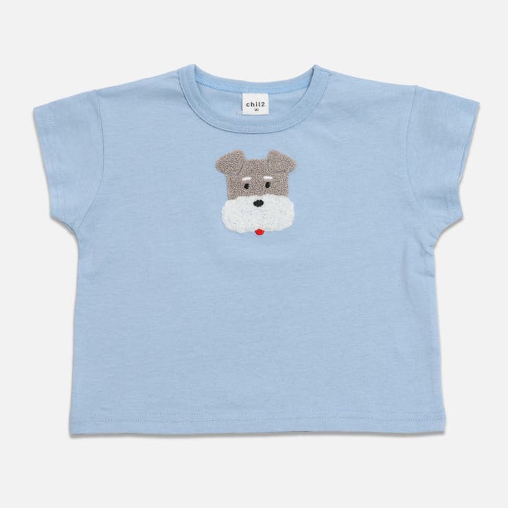 Mいぬ/サックス | サガラ刺繍 半袖 Tシャツ | chil2
