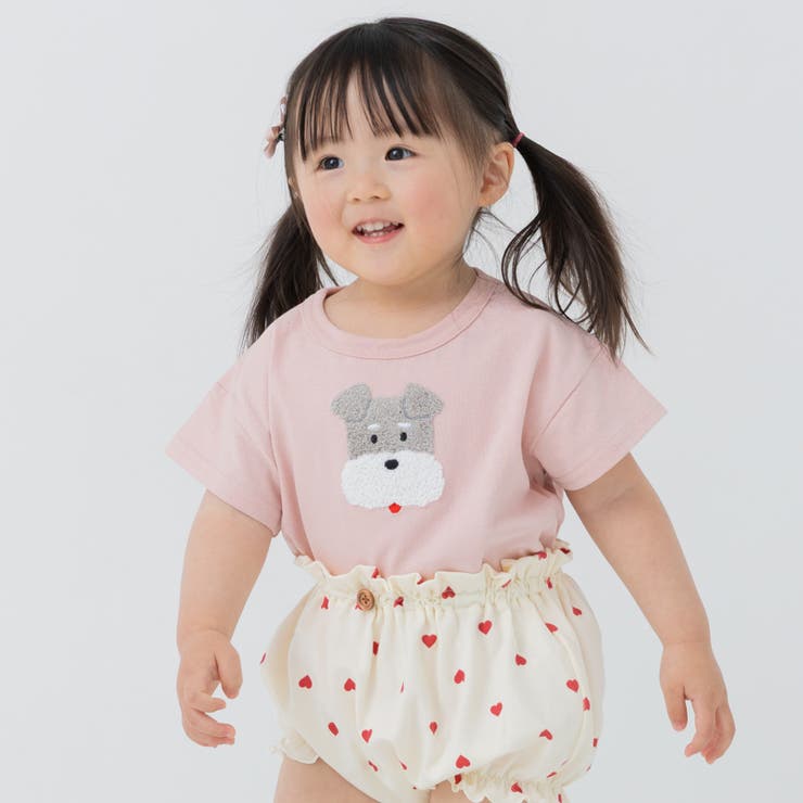 Nいぬ/Sピンク | サガラ刺繍 半袖 Tシャツ | chil2