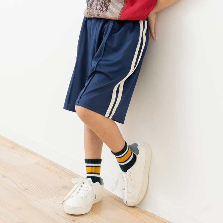 ネイビー | 脇ライン ストレッチ ハーフパンツ | chil2