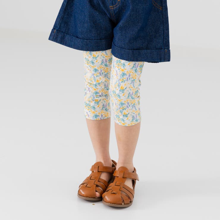 I花柄/イエロー | 総柄 7分丈 レギンスパンツ | chil2