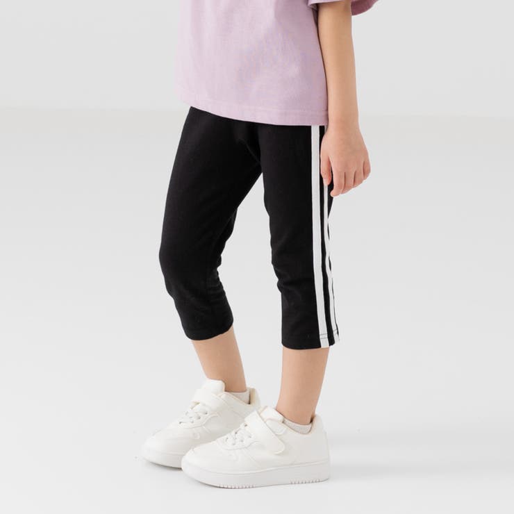 ブラック | 脇ライン 7分丈 レギンスパンツ | chil2