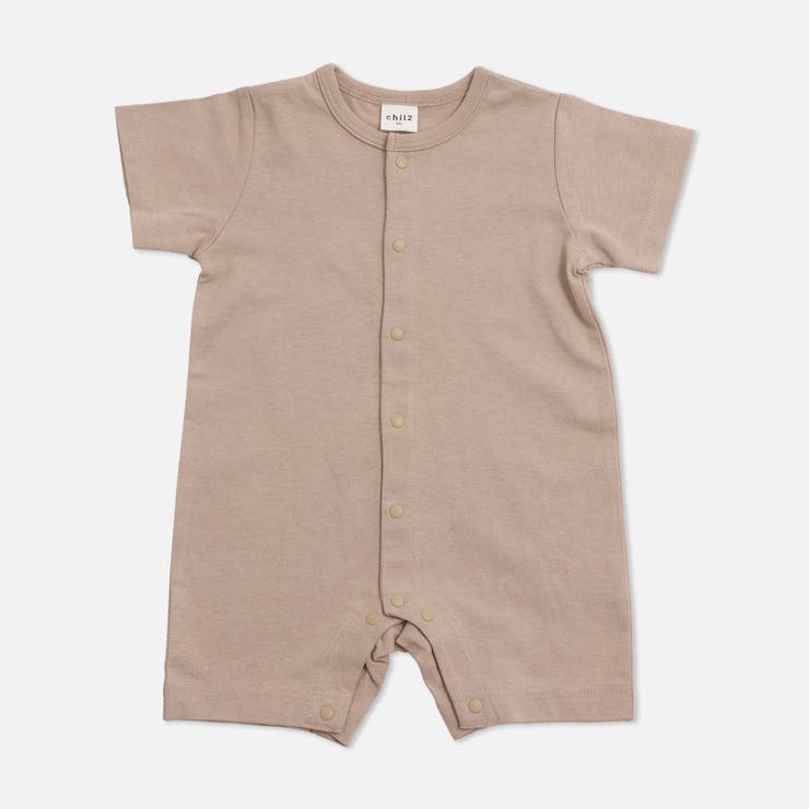 ベージュ | 無地 半袖ロンパース カバーオール | chil2