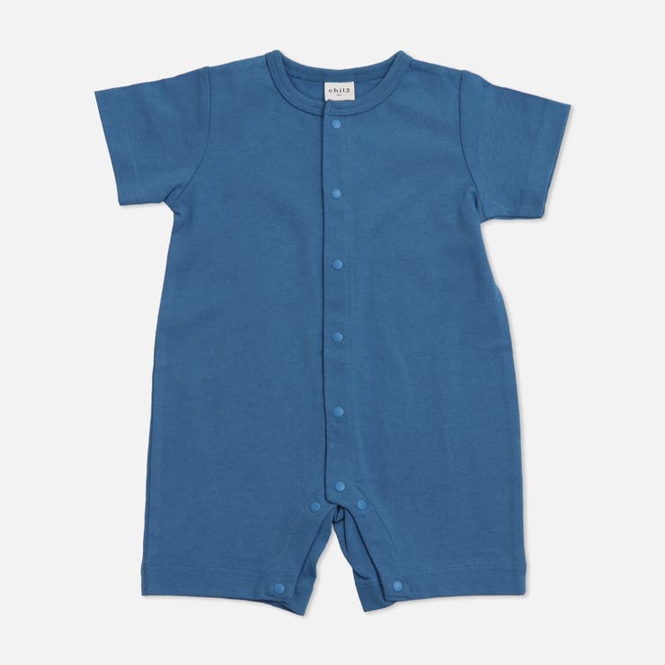ブルー | 無地 半袖ロンパース カバーオール | chil2