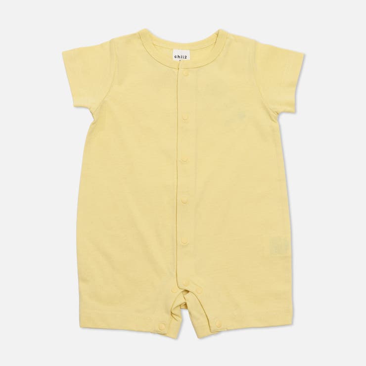 ライトイエロー | 無地 半袖ロンパース カバーオール | chil2