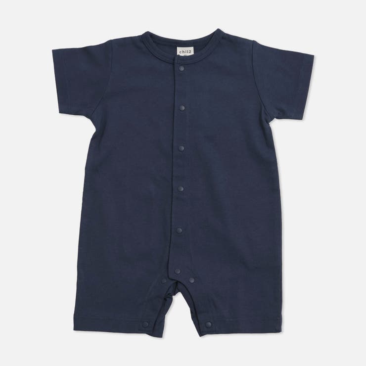 ネイビー | 無地 半袖ロンパース カバーオール | chil2