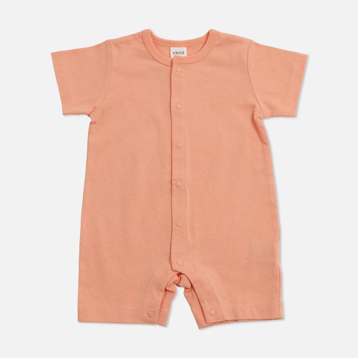 オレンジ | 無地 半袖ロンパース カバーオール | chil2