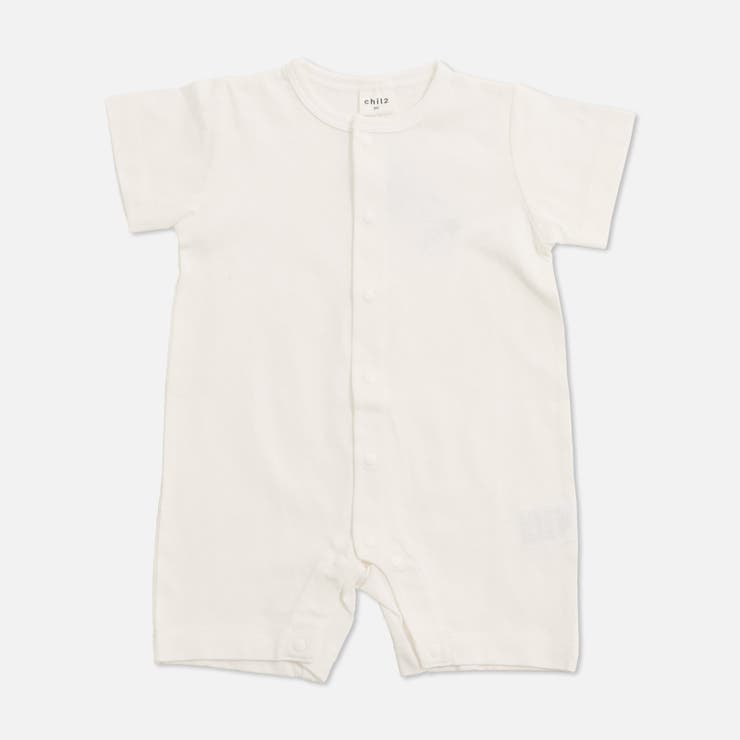 ホワイト | 無地 半袖ロンパース カバーオール | chil2