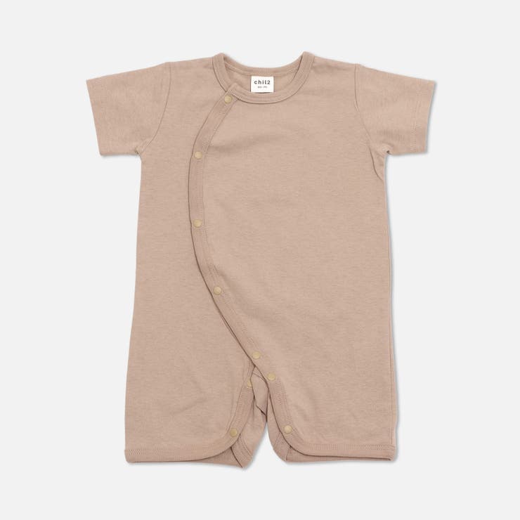 ベージュ | 無地 半袖ロンパース カバーオール | chil2