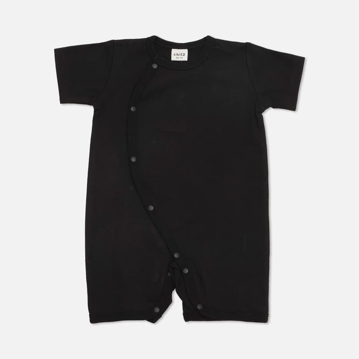 ブラック | 無地 半袖ロンパース カバーオール | chil2