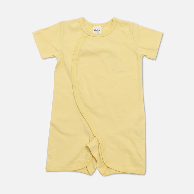 ライトイエロー | 無地 半袖ロンパース カバーオール | chil2