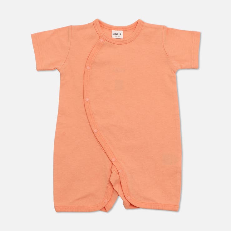 オレンジ | 無地 半袖ロンパース カバーオール | chil2