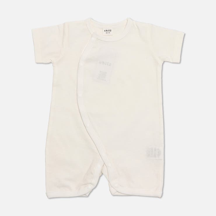 ホワイト | 無地 半袖ロンパース カバーオール | chil2