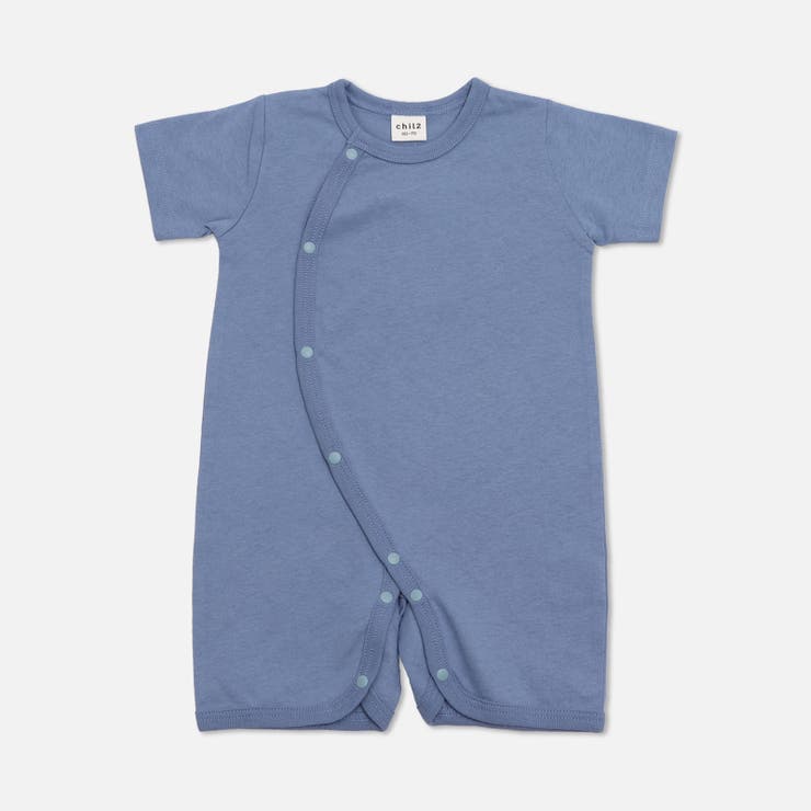スモークブルー | 無地 半袖ロンパース カバーオール | chil2