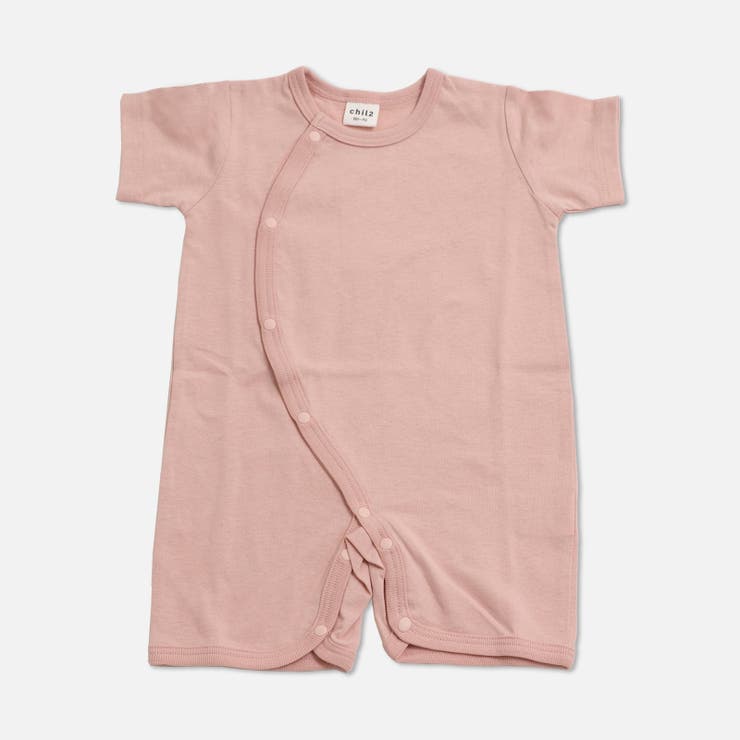 スモークピンク | 無地 半袖ロンパース カバーオール | chil2