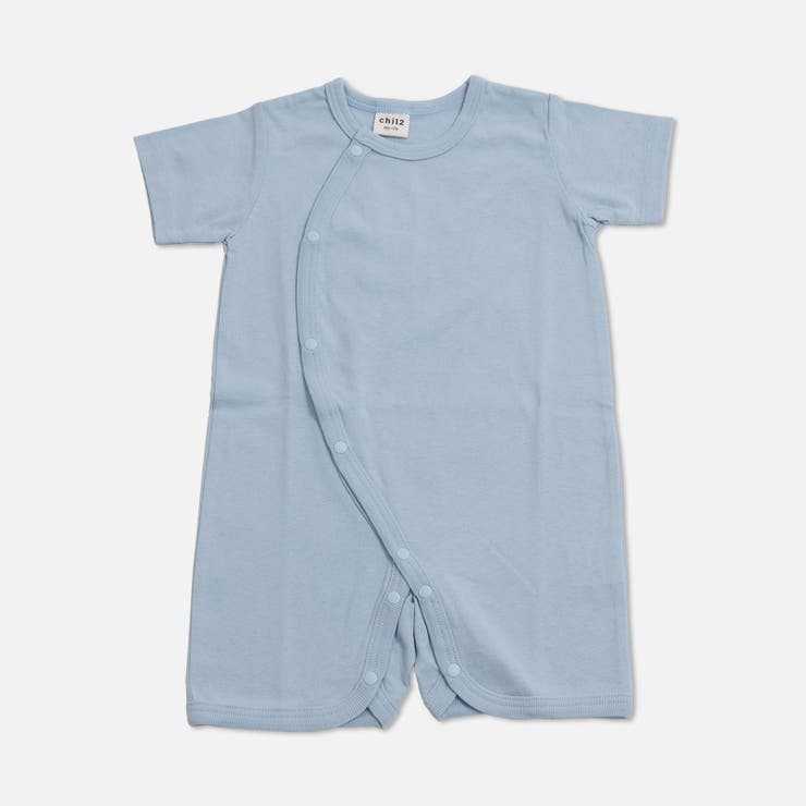 サックス | 無地 半袖ロンパース カバーオール | chil2