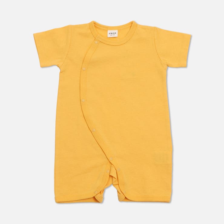 イエロー | 無地 半袖ロンパース カバーオール | chil2