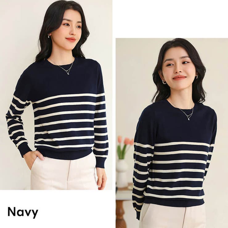 パネルボーダー ボートネック ニット | Cinderella | 詳細画像6 