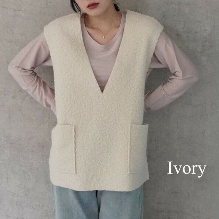 ボアベスト Vネック 秋冬 | Cinderella | 詳細画像7 