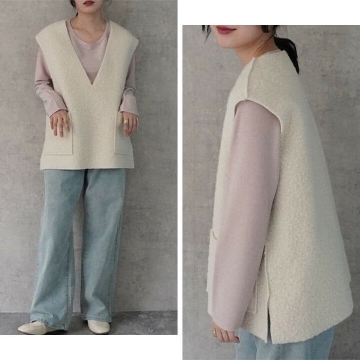 ボアベスト Vネック 秋冬 | Cinderella | 詳細画像9 