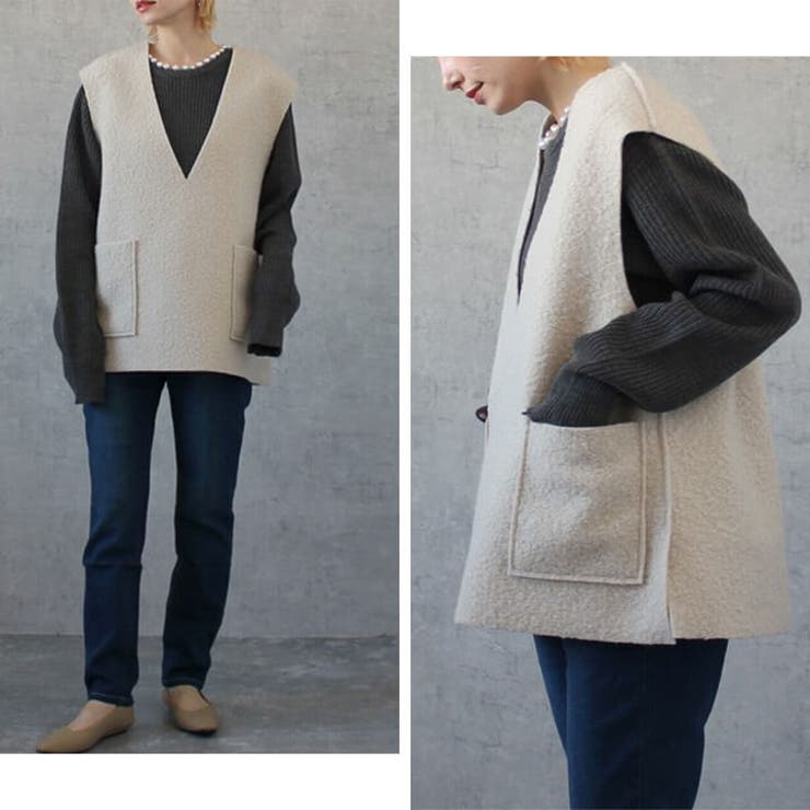 ボアベスト Vネック 秋冬 | Cinderella | 詳細画像12 