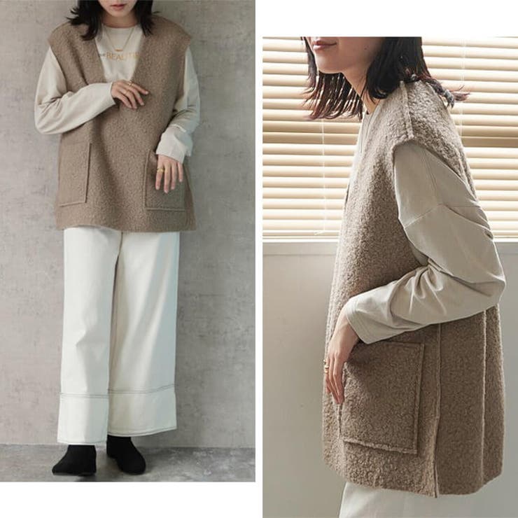 ボアベスト Vネック 秋冬 | Cinderella | 詳細画像15 