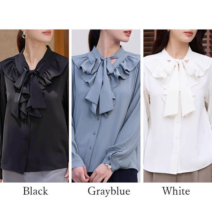 ボウタイフリルブラウス レディース トップス | Cinderella | 詳細画像3 