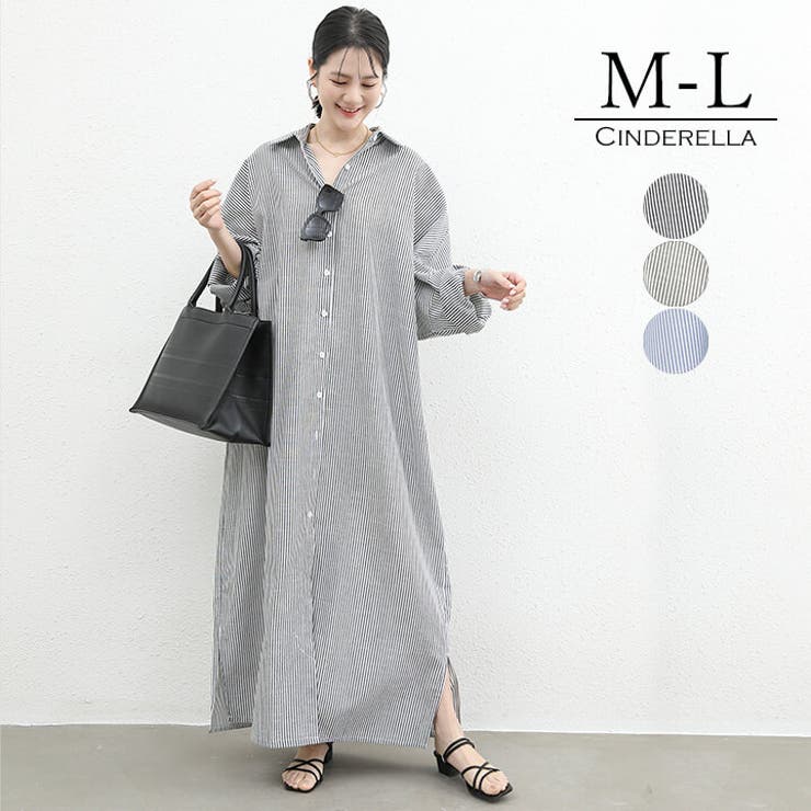 ストライプ柄 シャツワンピース ワンピース [品番：VV000001748]｜Cinderella（シンデレラ）のレディースファッション通販｜SHOPLIST（ショップリスト）