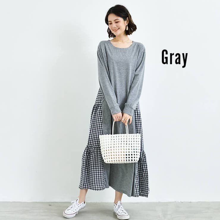 異素材切替ワンピース ロング 長袖 | Cinderella | 詳細画像9 