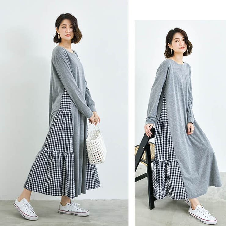 異素材切替ワンピース ロング 長袖 | Cinderella | 詳細画像10 