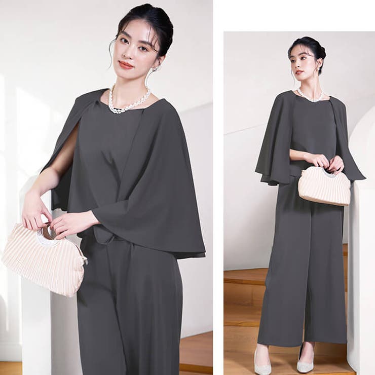 パンツドレスとワンピースドレスのセット セットアップパンツドレス(ブラック)SR3-295BL-M | OTONA DRESS