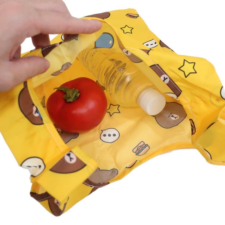 LINEFRIENDSエコバッグラバーケース付きショッピングバッグブラウンLINEスタンプ丸眞お買い物かばんキャラクターグッズシネマコレクション