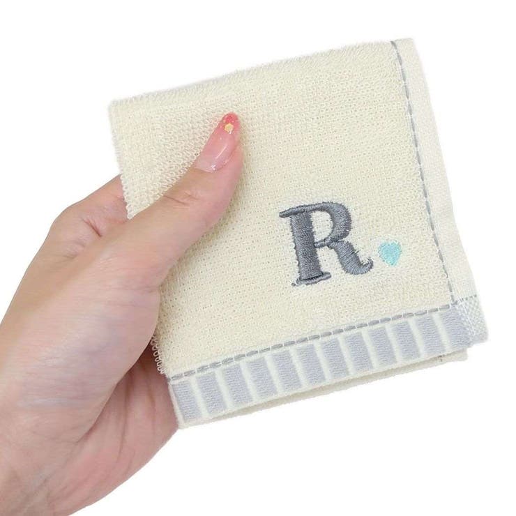 ミニタオル 巾着入りジャガードハンカチタオル イニシャル[品番