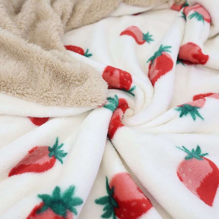 ひざ掛け ボア付ブランケット イチゴフェスタ[品番：BREW0118274
