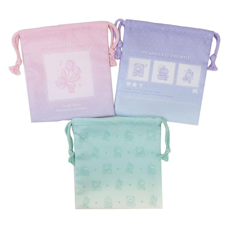 巾着袋 NL巾着３枚組 グラデ 粧美堂 新学期準備 小物入れ かわいい グッズ | cinemacollection | 詳細画像1 