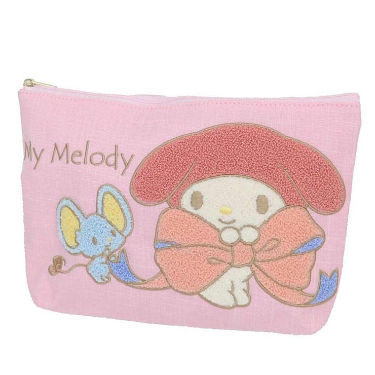 マイメロディ コスメポーチ サガラ刺繍BIGフラットポーチ | cinemacollection【KIDS】 | 詳細画像1 