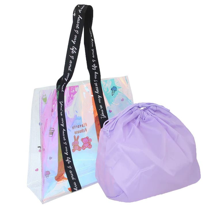 プールバッグ ラメ＆オーロラトートビーチバッグ BLACK | cinemacollection【KIDS】 | 詳細画像2 